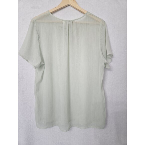 Chicos Shirt Womens Green Sheer  Top Iridescent  Sequin Embroidered‎ Size 22 - Picture 6 of 9